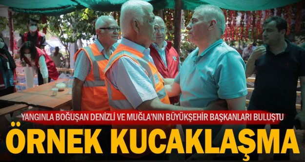 Denizli Büyükşehir Belediye Başkanı Osman Zolan ile Muğla Büyükşehir Belediye Başkanı Osman Gürün'ün örnek buluşması