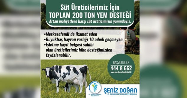 Süt üreticilerine 200 ton yem desteği