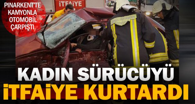 Pınarkert'teki kazada sürücü araca sıkıştı