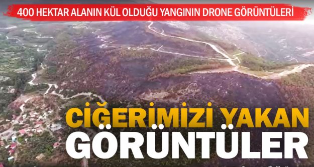 Sarayköy'deki orman yangınının drone görüntüleri