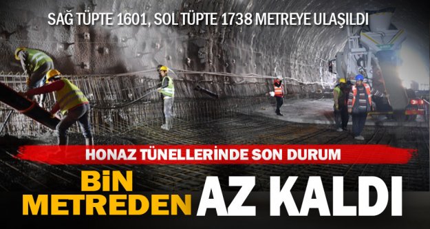 Honaz tünellerinin bitmesine bin metreden az kaldı