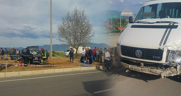 Yolcu dolu minibüs kazası ucuz atlatıldı