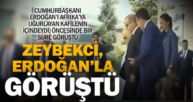 Cumhurbaşkanı Erdoğan, Afrika'ya uğurlayan kafiledeki Zeybekci ile bir süre görüştü