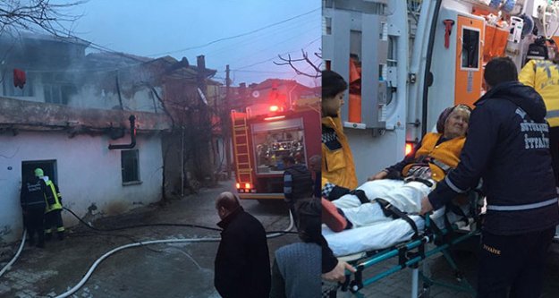 Yangında dumandan etkilenen yaşlı kadın hastaneye kaldırıldı