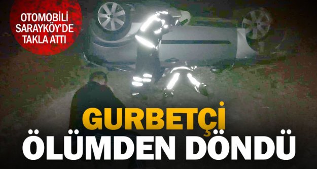 Otomobili takla atan gurbetçi vatandaş yaralandı
