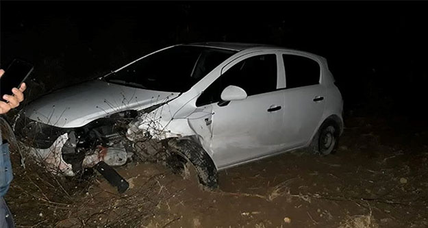 Çivril'de domuz sürüsüne çarpan otomobildeki 4 kişi yaralandı