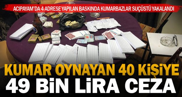 Acıpayam'da kumar oynayan 40 kişiye 49 bin lira ceza