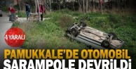 Pamukkale'de otomobil şarampole devrildi